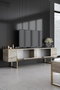 Hanah Home Juego Muebles Sala Travertino y Oro Melamina y Metal